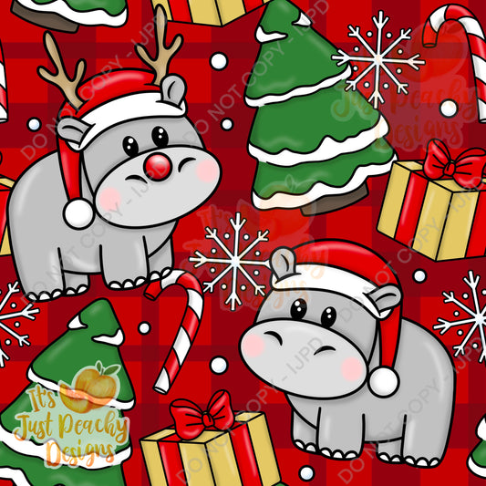 Winter Christmas Hippo - Multiple Colors