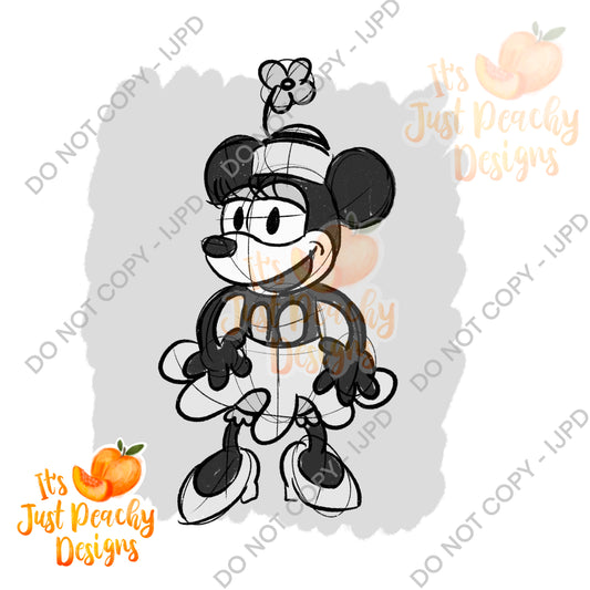 Sketchy Steamboat Willie Friend  PNG