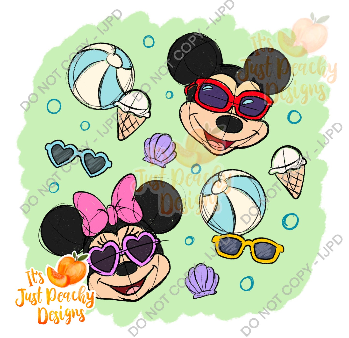 Summer Mouse Pair PNG - Multiple Colors