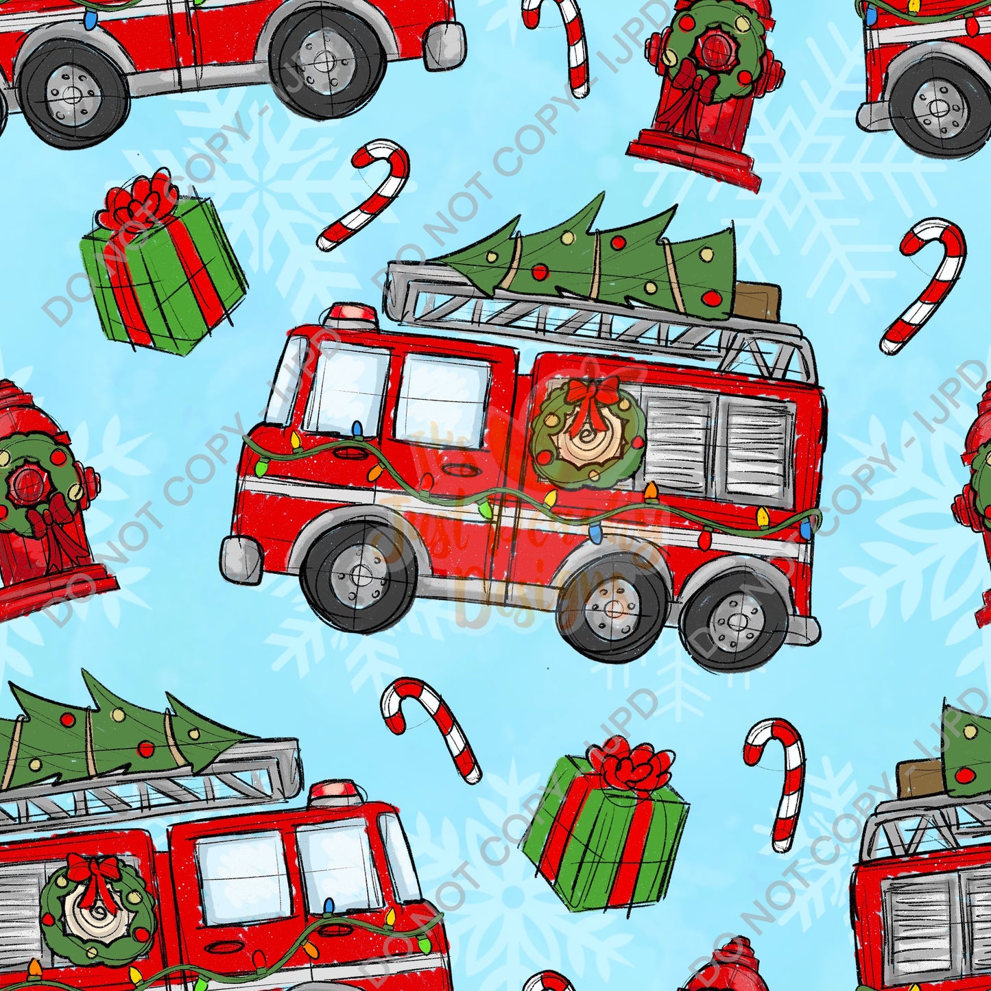 Christmas Fire Trucks- Multiple Colors