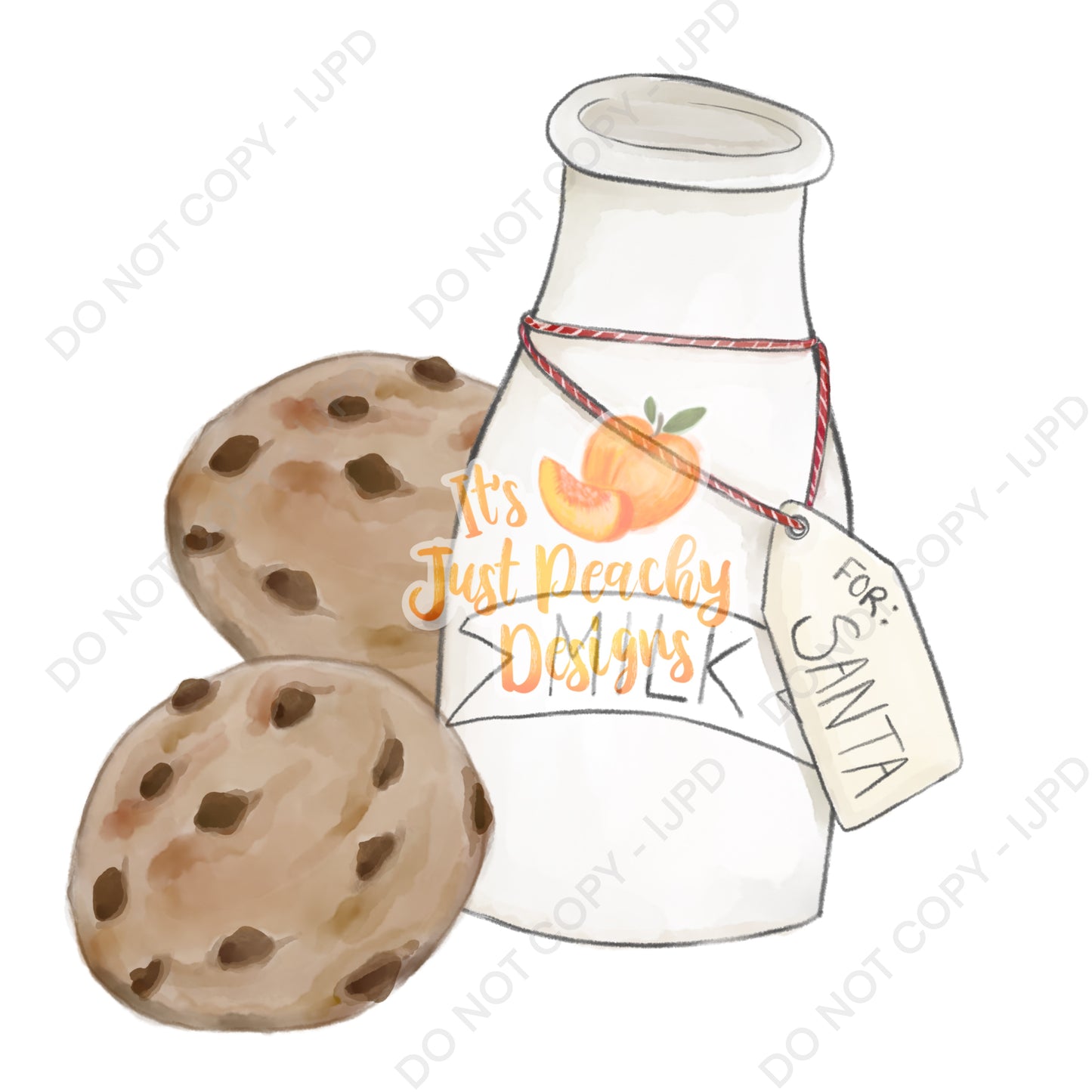 Watercolor Milk and Cookies PNG - Multiple Colors