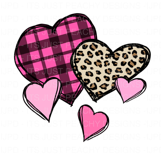 Leopard Plaid Hearts PNG