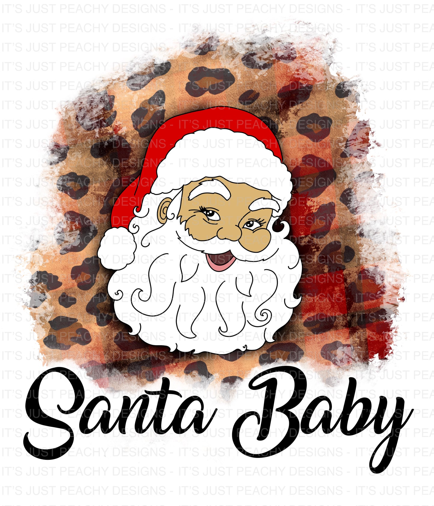 Multicultural Plaid Leopard Santa Baby PNG - Multiple Variations