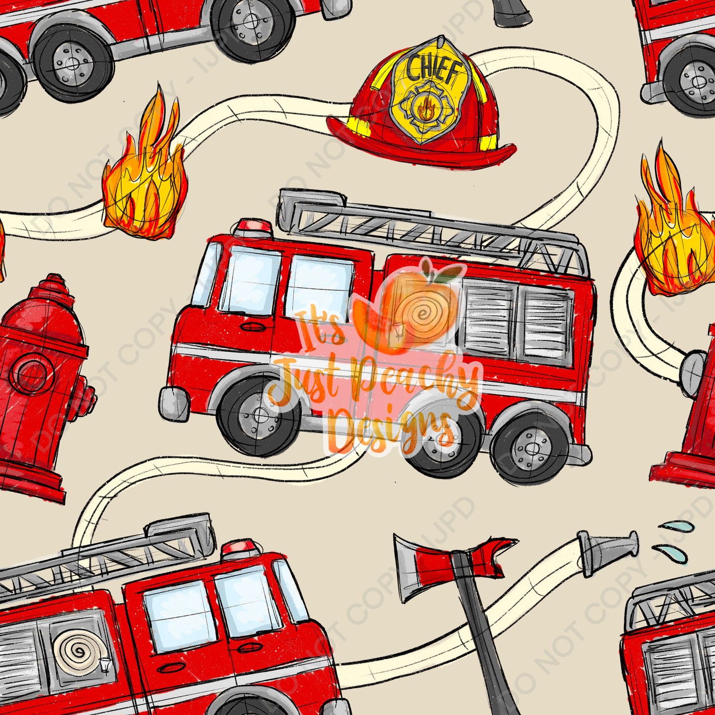 Sketchy Fire Trucks - Multiple Colors