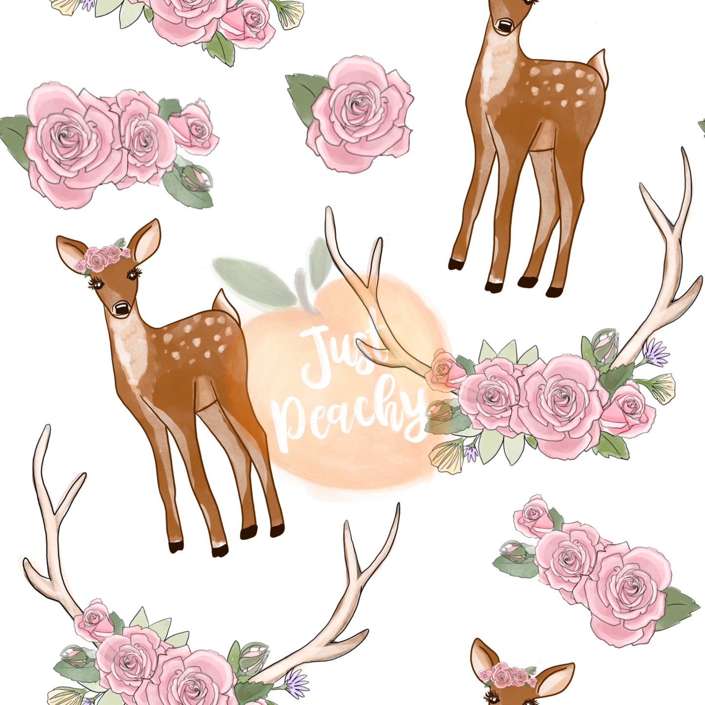 Pink Roses Deer - Multiple Colors