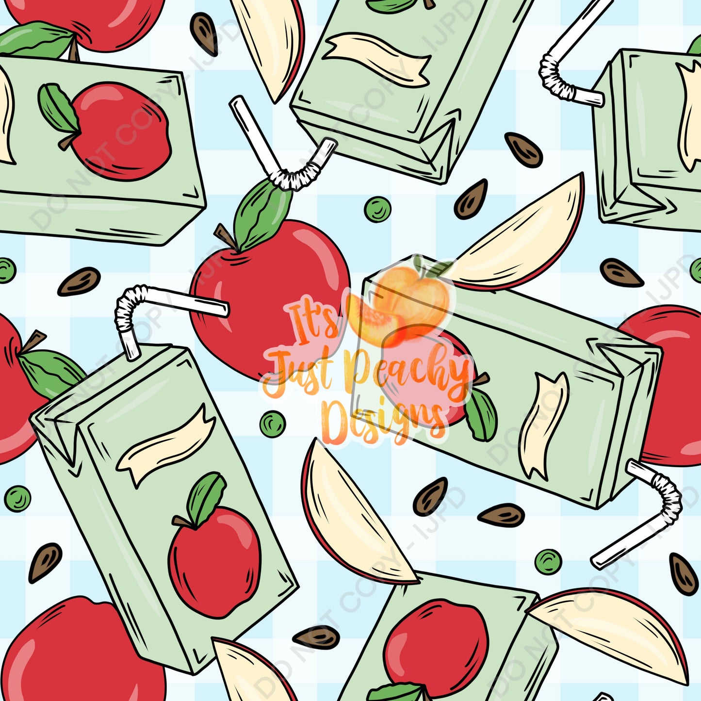 Plaid Apple Juice & Slices- Multiple Color Options