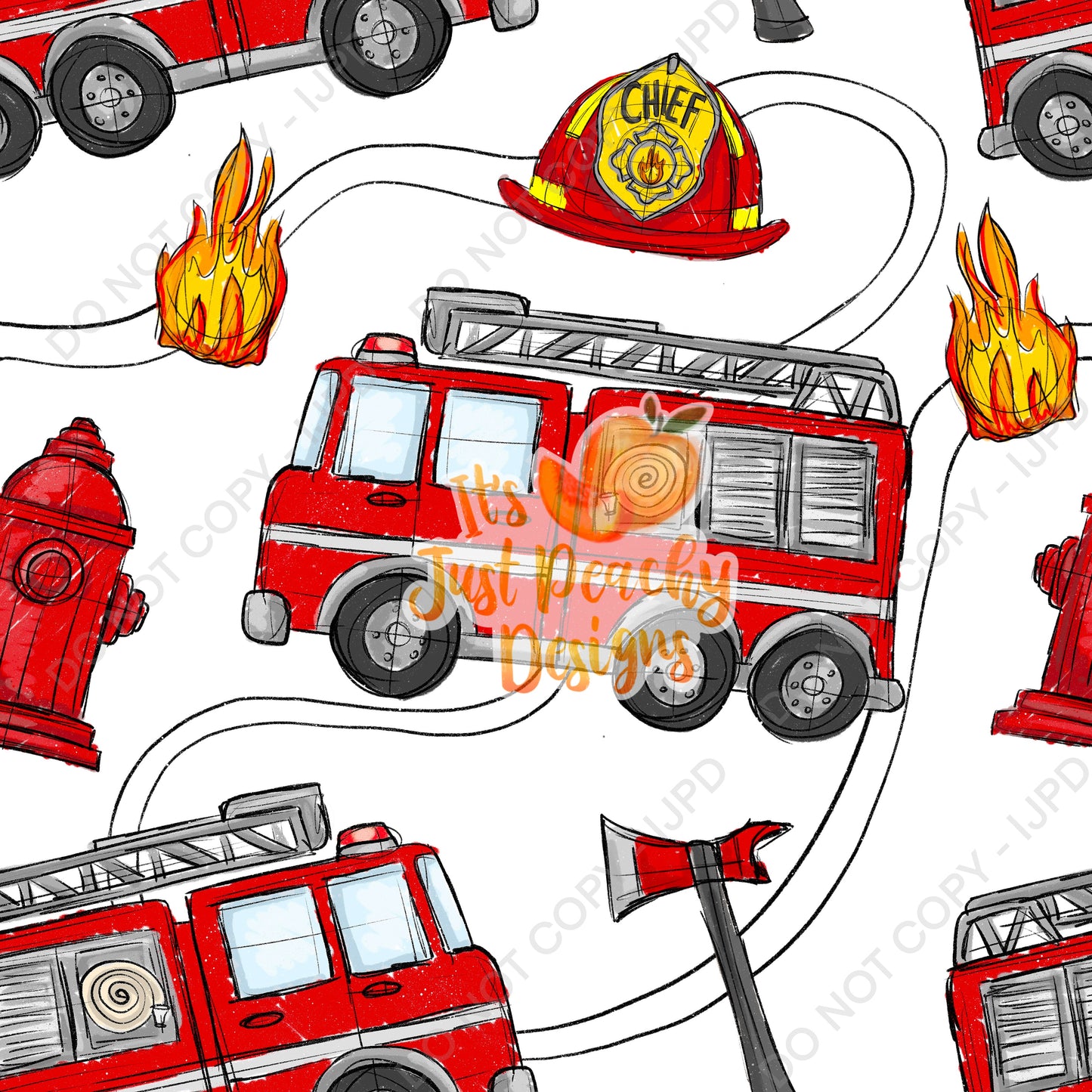 Sketchy Fire Trucks - Multiple Colors