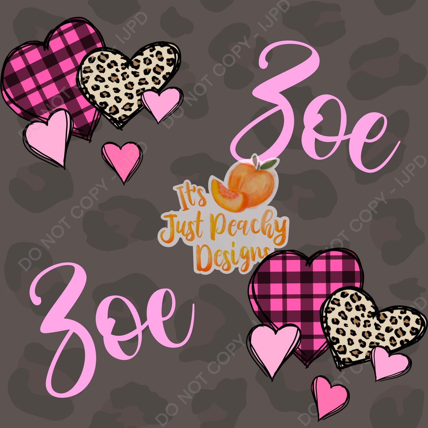 Add A Name File - Leopard Hearts - Multiple Colors