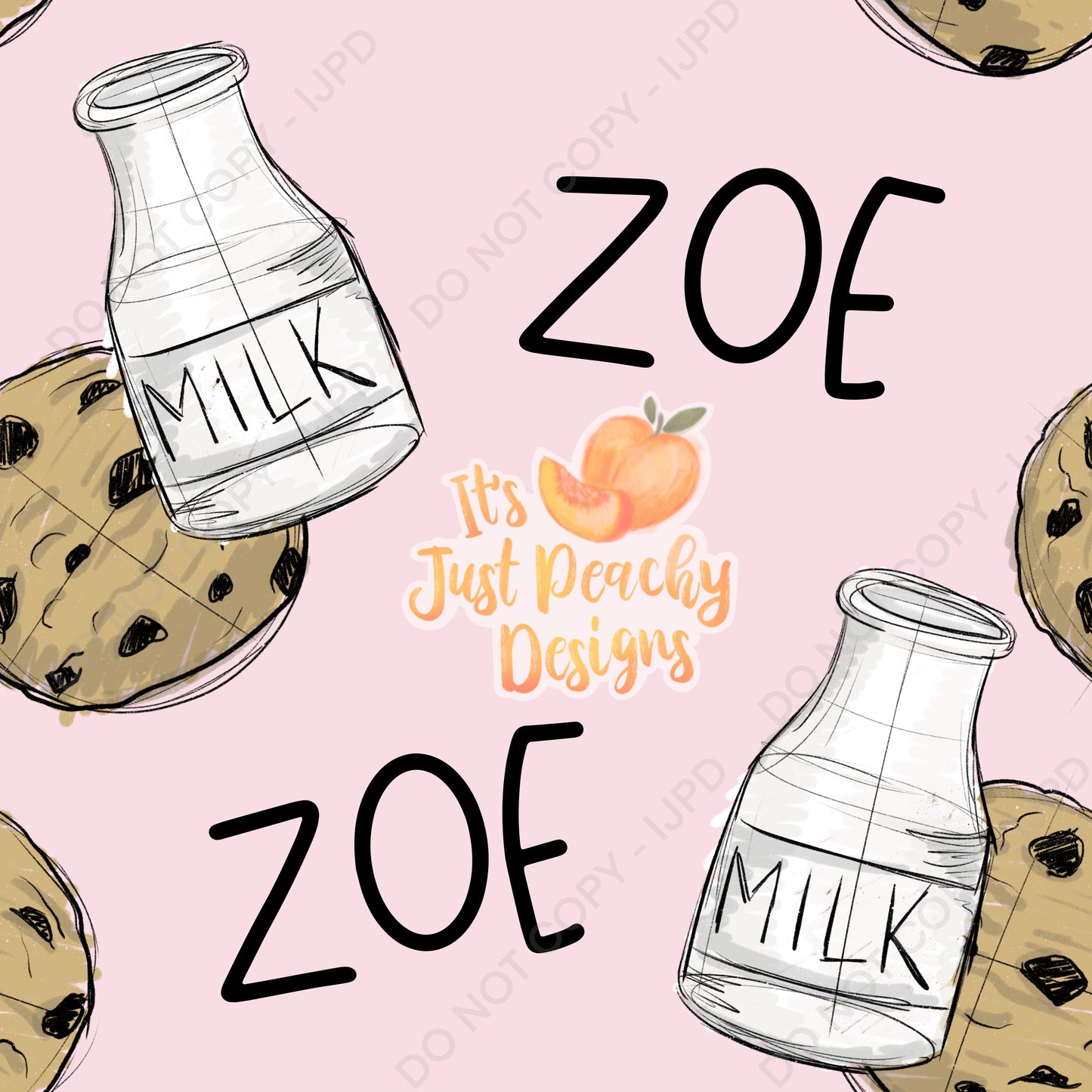 Add A Name File - Sketchy Milk and Cookies - Multiple Colors