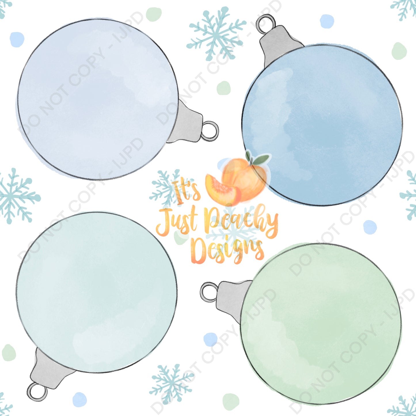 Watercolor Ornaments- Multiple Color Options