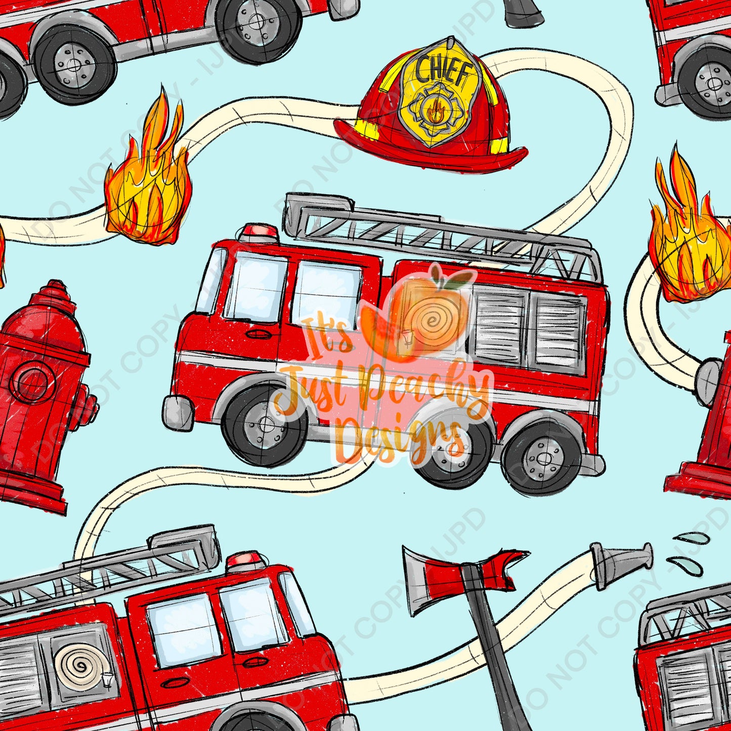 Sketchy Fire Trucks - Multiple Colors