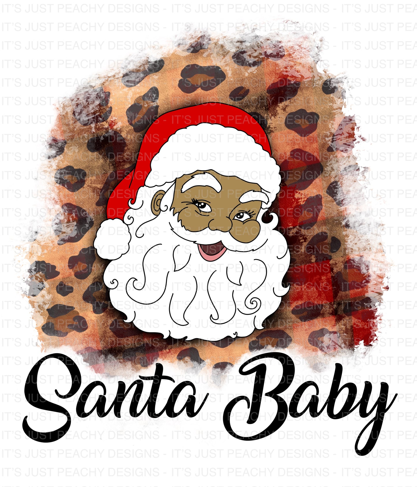 Multicultural Plaid Leopard Santa Baby PNG - Multiple Variations