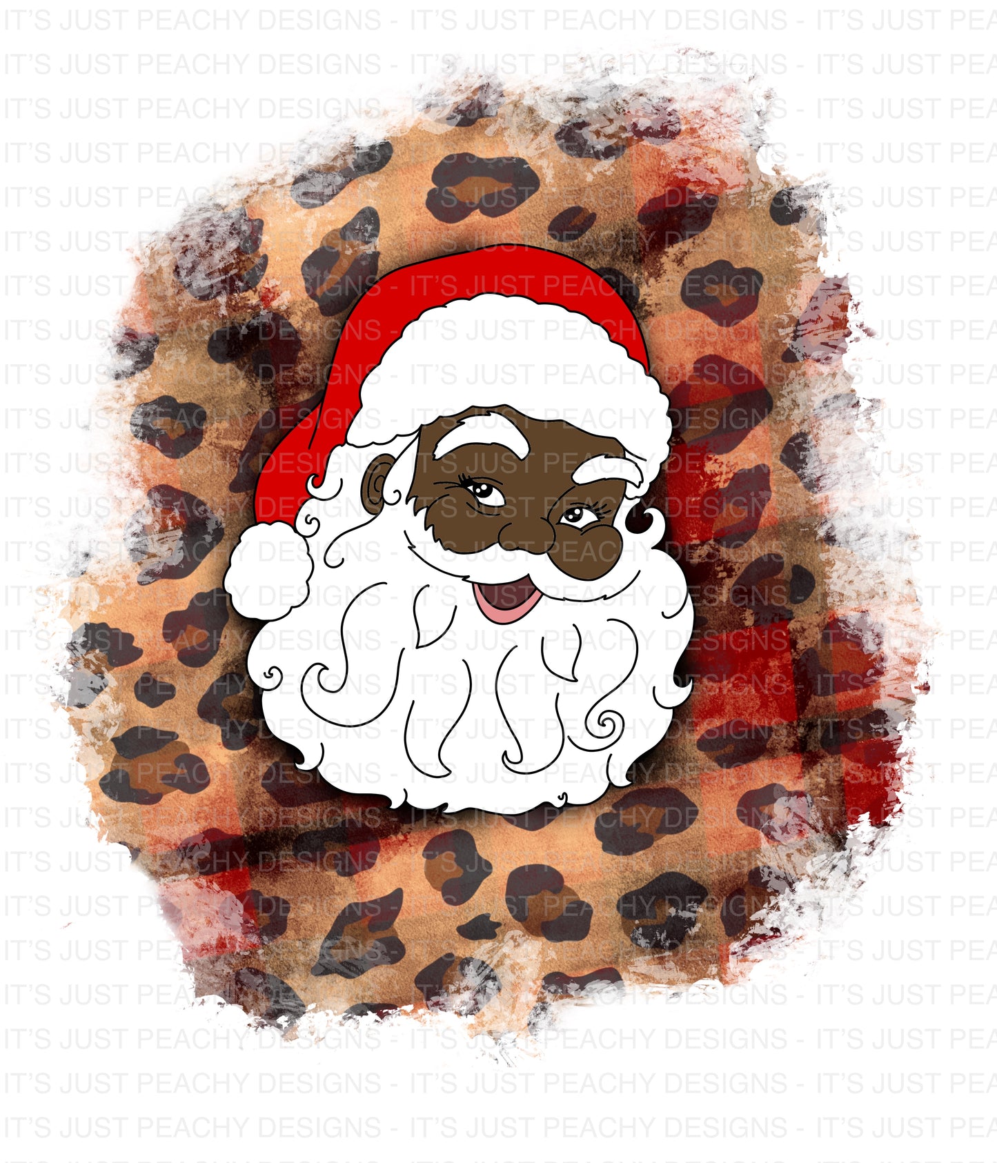 Multicultural Plaid Leopard Santa PNG - Multiple Variations