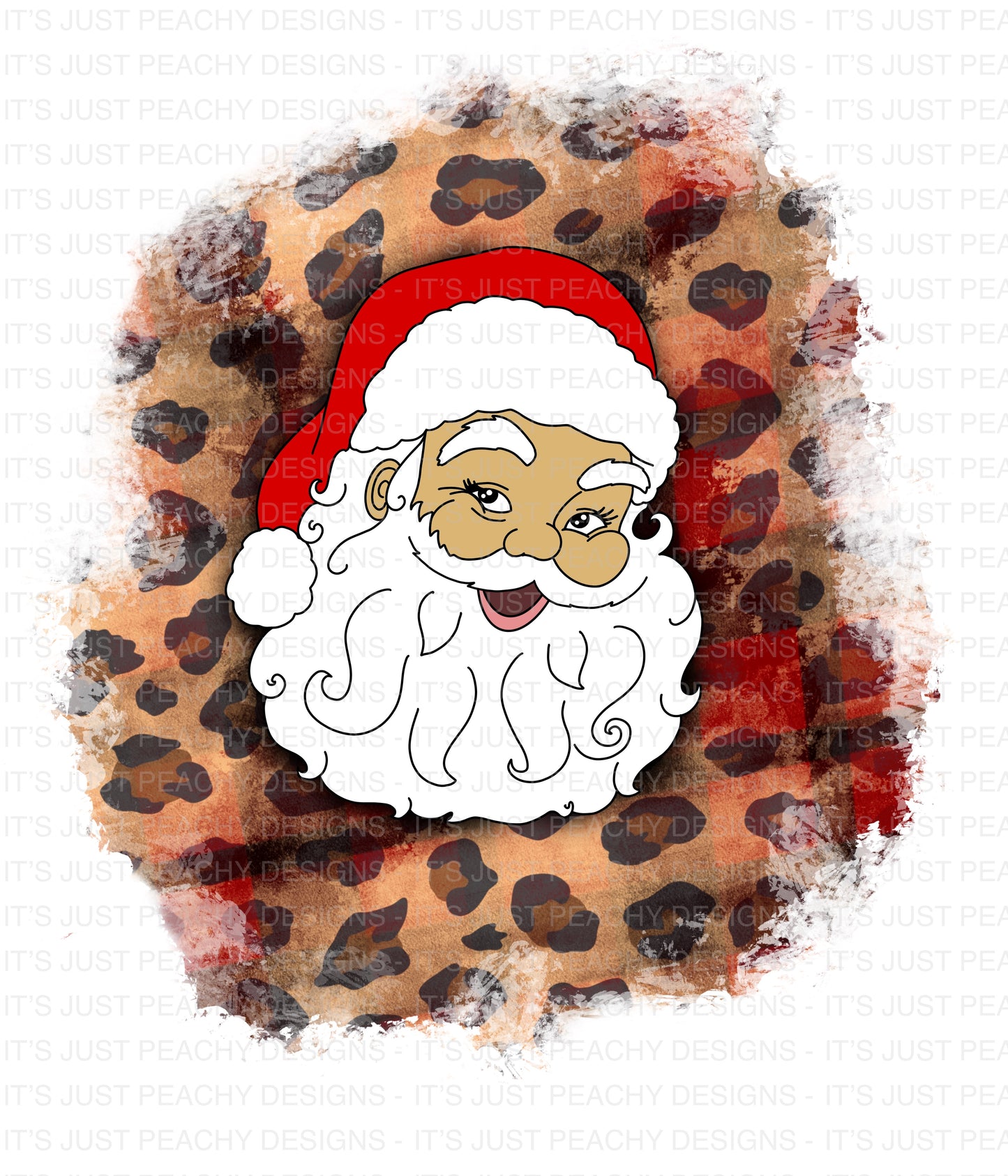 Multicultural Plaid Leopard Santa PNG - Multiple Variations