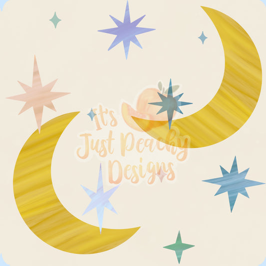 Boho Moon and Stars - Multiple Options